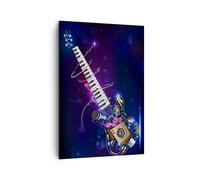 Cuadro Sobre Lienzo 70x100cm Cuadros Guitarra instrumento música nota Wall Art