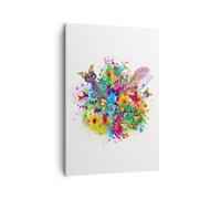 Cuadro Sobre Lienzo 70x100cm Cuadros Mariposa color flor composición Wall Art
