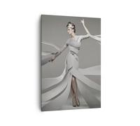 Cuadro Sobre Lienzo 70x100cm Cuadros Mujer modelo rayas las emociones Wall Art