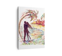 Cuadro Sobre Lienzo 70x100cm Cuadros Pared Amor Palmas Ver verano Wall Art