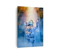 Cuadro Sobre Lienzo 70x100cm Cuadros Pared Astronauta Luz Cosmos Wall Art Prints