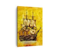 Cuadro Sobre Lienzo 70x100cm Cuadros Pared Barco pirata océano tesoro Wall Art
