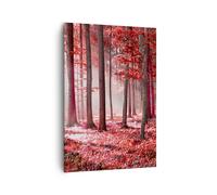 Cuadro Sobre Lienzo 70x100cm Cuadros Pared bosque rojo árboles Wall Art Prints