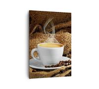 Cuadro Sobre Lienzo 70x100cm Cuadros Pared Cappuccino taza granos bolsa Wall Art
