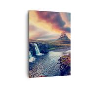 Cuadro Sobre Lienzo 70x100cm Cuadros Pared Cascada Cielo Montaña Wall Art Prints