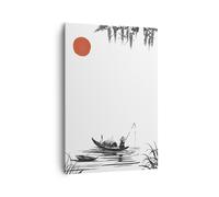 Cuadro Sobre Lienzo 70x100cm Cuadros Pared China Pescador Dibujo Wall Art Prints