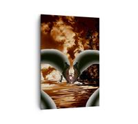 Cuadro Sobre Lienzo 70x100cm Cuadros Pared Cisnes Noche Amor Wall Art Prints