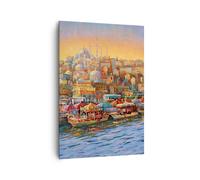 Cuadro Sobre Lienzo 70x100cm Cuadros Pared Colores Ciudad Turquía Wall Art