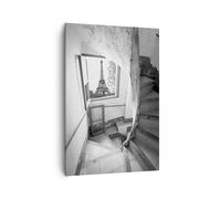 Cuadro Sobre Lienzo 70x100cm Cuadros Pared Escaleras Torre Eiffel Wall Art
