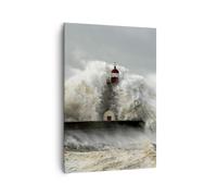 Cuadro Sobre Lienzo 70x100cm Cuadros Pared Faro océano tormenta Wall Art Prints