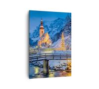 Cuadro Sobre Lienzo 70x100cm Cuadros Pared Festivo Iglesia Nieve Wall Art Prints