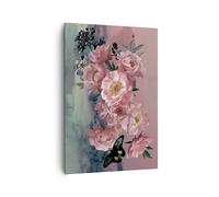 Cuadro Sobre Lienzo 70x100cm Cuadros Pared Flores Mariposa Nubes Wall Art Prints