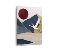 Cuadro Sobre Lienzo 70x100cm Cuadros Pared Grúas Montañas Sol Wall Art Prints