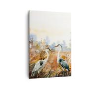Cuadro Sobre Lienzo 70x100cm Cuadros Pared Grullas Aves Otoño Wall Art Prints