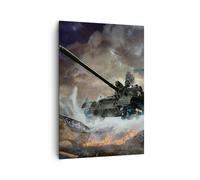 Cuadro Sobre Lienzo 70x100cm Cuadros Pared Guerra tanque avión batalla Wall Art