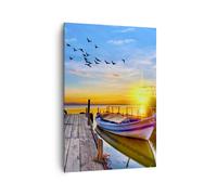 Cuadro Sobre Lienzo 70x100cm Cuadros Pared lago barco agua Wall Art Prints Decor