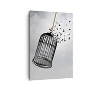 Cuadro Sobre Lienzo 70x100cm Cuadros Pared Libertad Jaula Aves Wall Art Prints