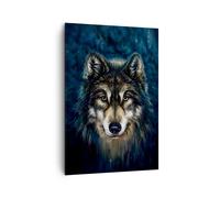 Cuadro Sobre Lienzo 70x100cm Cuadros Pared Lobo Oscuro Gráficos Wall Art Prints