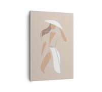 Cuadro Sobre Lienzo 70x100cm Cuadros Pared Minimalismo Mujer Crayon Wall Art