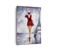 Cuadro Sobre Lienzo 70x100cm Cuadros Pared Mujer Torre Eiffel Wall Art Prints