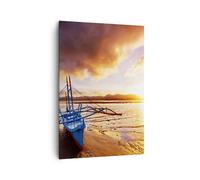 Cuadro Sobre Lienzo 70x100cm Cuadros Pared orilla barco playa Wall Art Prints