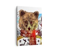 Cuadro Sobre Lienzo 70x100cm Cuadros Pared Oso montañas niños invierno Wall Art
