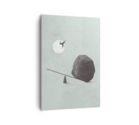 Cuadro Sobre Lienzo 70x100cm Cuadros Pared Piedra Palanca Física Wall Art Prints