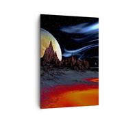 Cuadro Sobre Lienzo 70x100cm Cuadros Pared Planeta luna universo Wall Art Prints