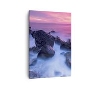 Cuadro Sobre Lienzo 70x100cm Cuadros Pared Playa orilla nubes amanecer Wall Art