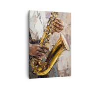 Lienzos decorativos 70x100cm Cuadro Sobre Lienzo Moderno Vertical Saxofón Aceite Músico Grande Dormitorio Cocina Cuadros Pared Imágenes Cuadros Decoracion Salon Wall Art Prints Decor PA70x100-4808