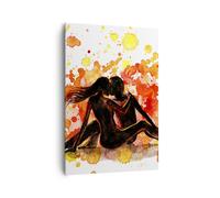 Cuadro Sobre Lienzo 70x100cm Cuadros Pareja beso multi-color luna de miel Art