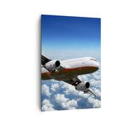 Cuadro Sobre Lienzo 70x100cm Cuadros Pasajeros avión motores nubes Wall Art