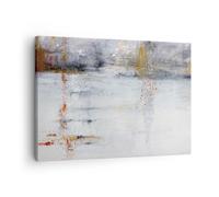 Cuadro Sobre Lienzo 70x50cm Cuadros Pared Abstracción Blanco Borrosa Wall Art