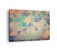 Cuadro Sobre Lienzo 70x50cm Cuadros Pared Abstracción Triángulo Patrón Wall Art