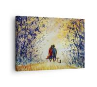 Cuadro Sobre Lienzo 70x50cm Cuadros Pared Amantes En Banco Wall Art Prints Decor