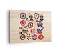 Cuadro Sobre Lienzo 70x50cm Cuadros Pared Ancla bandera insignia barco Wall Art