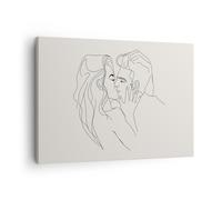 Cuadro Sobre Lienzo 70x50cm Cuadros Pared Art. Línea Beso Wall Art Prints Decor