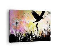 Cuadro Sobre Lienzo 70x50cm Cuadros Pared artística carácter nube flor Wall Art