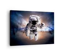 Cuadro Sobre Lienzo 70x50cm Cuadros Pared Astronauta Tierra espacio Wall Art