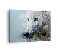 Cuadro Sobre Lienzo 70x50cm Cuadros Pared Blanco El Lobo Imagen Wall Art Prints