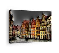 Cuadro Sobre Lienzo 70x50cm Cuadros Pared Colorido casas monumentos históricos