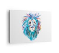 Cuadro Sobre Lienzo 70x50cm Cuadros Pared Colorido león melena Wall Art Prints