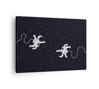 Cuadro Sobre Lienzo 70x50cm Cuadros Pared Dibujos animados astronautas cosmos
