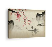 Cuadro Sobre Lienzo 70x50cm Cuadros Pared Flor Cerezas Japón Wall Art Prints