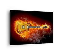ARTTOR Lienzos decorativos Fuego guitarra instrumento Cuadro Sobre Lienzo Moderno 70x50cm Cuadros Decoracion Salon Dormitorio Cocina Cuadros Pared Imágenes Wall Art Prints Decor Canvas AA70x50-0197