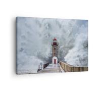 Cuadro Sobre Lienzo 70x50cm Cuadros Pared Linterna Mar Tormenta Wall Art Prints