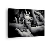 Cuadro Sobre Lienzo 70x50cm Cuadros Pared Manos Tolerancia Comunidad Wall Art