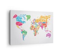 Cuadro Sobre Lienzo 70x50cm Cuadros Pared Mapa Palabras Mundo geografía Wall Art