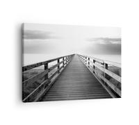 Cuadro Sobre Lienzo 70x50cm Cuadros Pared Muelle Perspectiva Blanco Y Negro Art