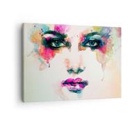 Cuadro Sobre Lienzo 70x50cm Cuadros Pared Mujer cara cosmética Wall Art Prints